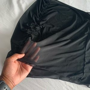 Sheer swim cover skirt, with adjustable ruching